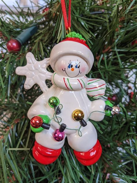 Snowman With Fairy Lights Personalised Christmas Decoration Garden