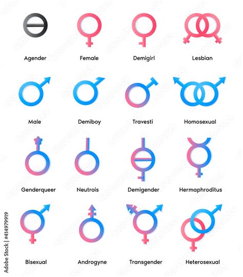 Vector Linear Pink And Blue Icons Of Gender Symbols And Its