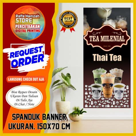 Jual Spanduk Banner Backdrop Thai Tea Viral Cetak Spanduk Minuman Thai Tea Ukuran X Cm