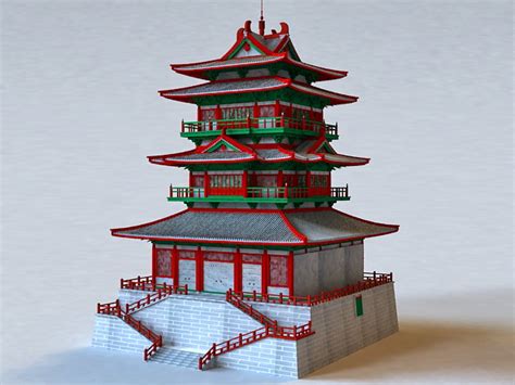 Chinese Pagoda Architecture 3d Model 3ds Max Files Free Download