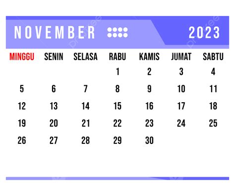Kalender November 2023 2023 November Bulan Png Dan Vektor Dengan