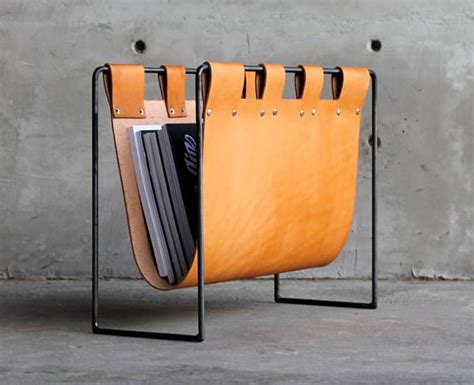 Magazine Rack Leather And Steel Etsy In 2023 Diy Leather Bag