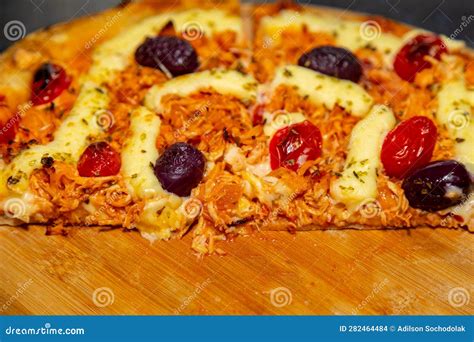Traditional Brazilian Pizza With Chicken And Catupiry Cheese A Classic