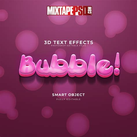 Bubble 3D Text Effect Graphic Design MIXTAPEPSDS COM