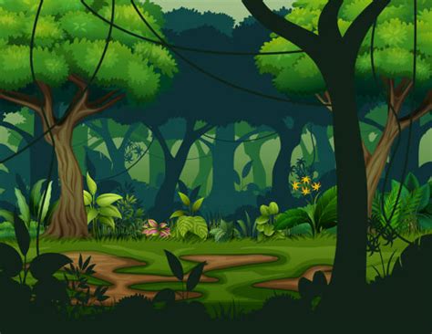 Cartoon Of Deep Dark Forest Illustrations Royalty Free Vector Graphics