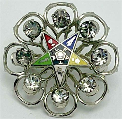 Vintage Order Of Eastern Star Oes Masonic Rhinestone Gem