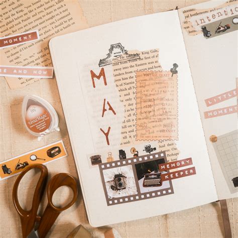 May Bullet Journal Setup Vintage Memories Theme Free Printable ⋆