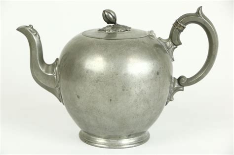English 1870s Antique Pewter Teapot Signed Dixon Of Sheffield