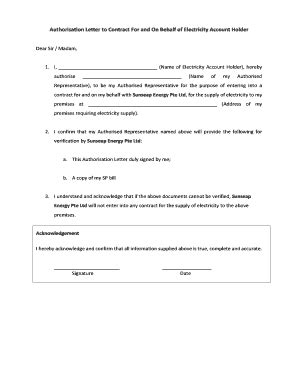Authorization letter for electricity connection. Authorization Letter For Utility Bill - Fill Online, Printable, Fillable, Blank | pdfFiller