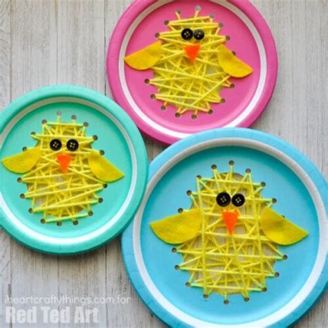 Paper Plate Sewing Easter Chick Craft I Heart Crafty Things