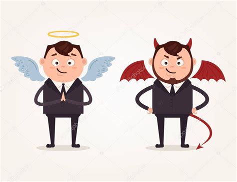 Ángel Y El Diablo Hombres De Negocios De Oficina Personajes