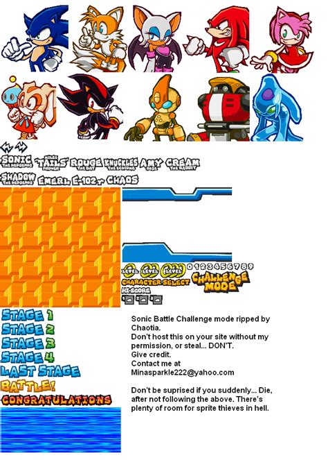 Game Boy Advance Sonic Battle Challenge Mode Menu The Spriters