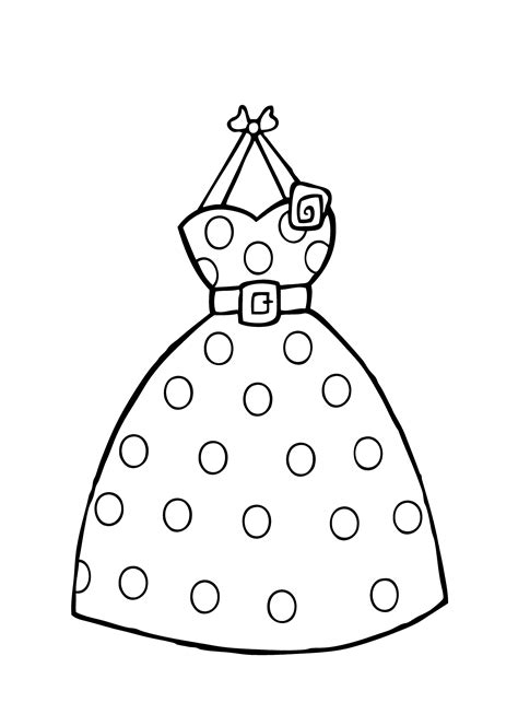 Dress Polka Dot Coloring Page For Girls Printable Free Coloring Page