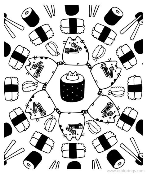 Originated in the online comic everyday cute, by claire belton and andrew duff, pusheen appeared on it's own website and many other comic websites and. Pusheen Coloring Pages with Sushi - XColorings.com