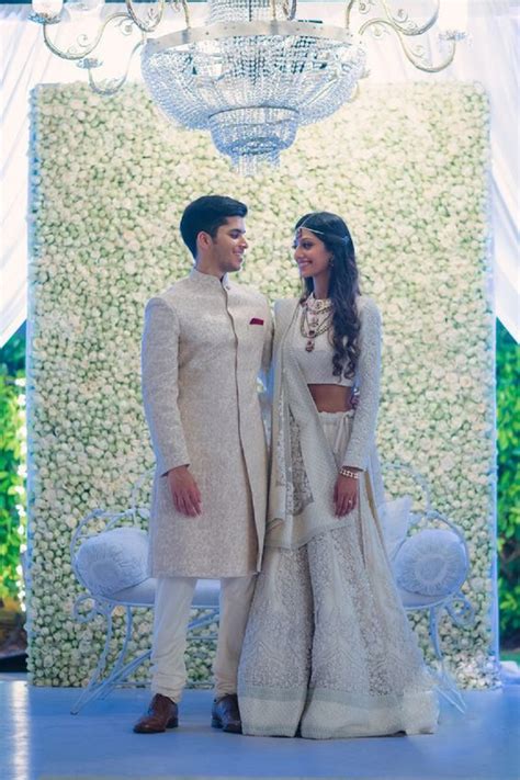 Image of indian bride and groom. 10 Couples Who Colour Coordinated Their Wedding Dresses ...