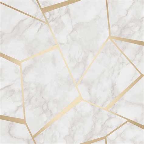 Fine Decor Fractal Geometric Marble Wallpaper Gold And White Fd42265