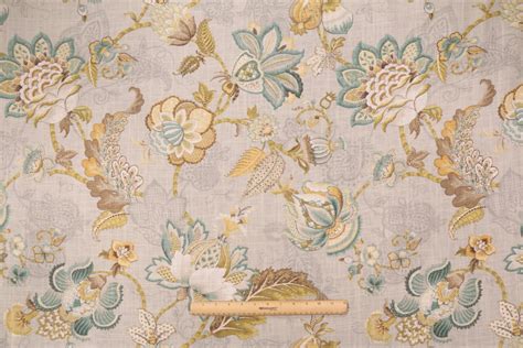 Duralee 42479 Printed Floral Linen Blend Drapery Fabric in  