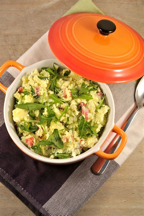 Stamppot met rucola en creme fraiche