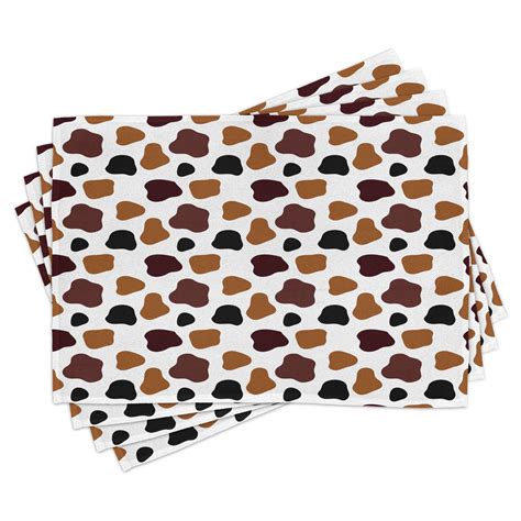 Cow Print Placemats Set Of 4 Cow Skin Animal Abstract Spots Milk