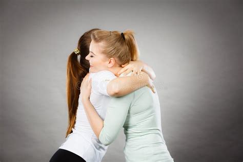 Two Happy Friends Women Hugging Stock Image Image Of Young