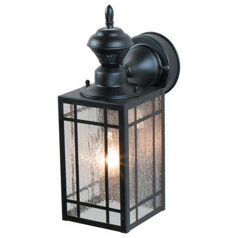 Offers the ability to customize the sensing range and lighting time. Heath Zenith 1-Light Black Motion Activated Outdoor Wall ...