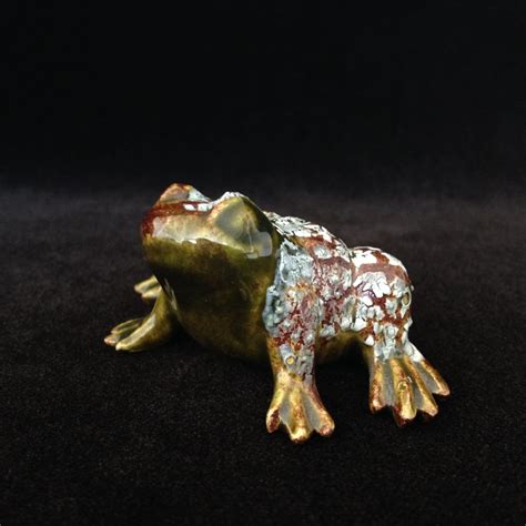Frog Ceramic Toad Vintage Porcelain Brown Green By Arsfhomedecor