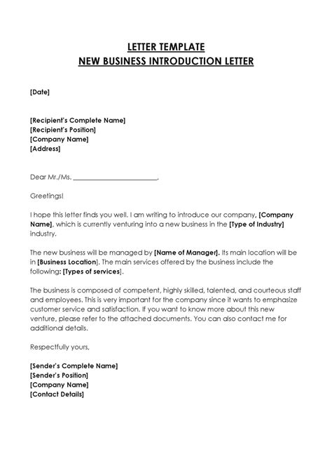 Business Introduction Letter Format 30 Best Examples