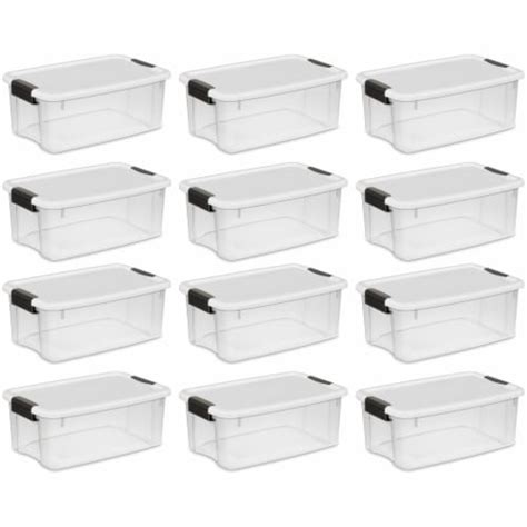 Sterilite 18 Quart Clear Plastic Stackable Storage Bin W Latch Lid