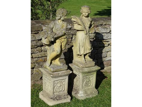 Pair Weathered Garden Statues Statuary Holloways Garden Antiques