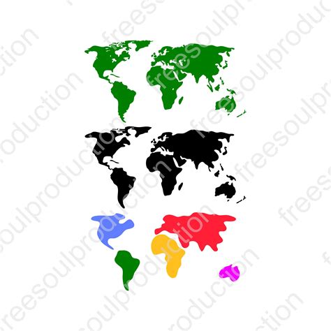World Map Svg World Svg Continents Shape Global Travel Etsy