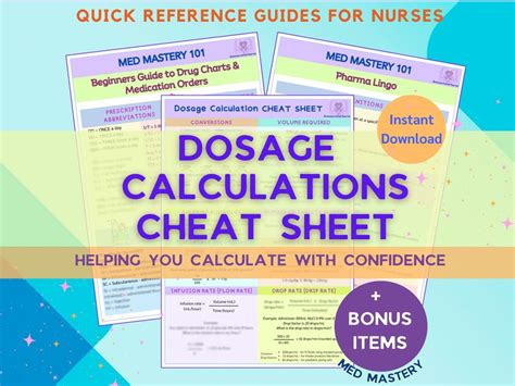Medication Dosage Calculations Cheat Sheet Drug Calculation Formulas