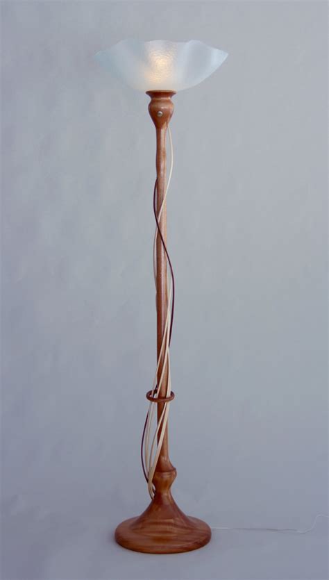 Sapele Torchiere With Maple And Walnut Tendrils By Clark Renfort Mixed