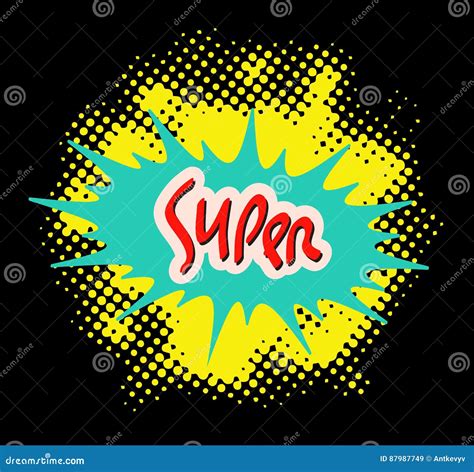 Word Super In Comic Popart Style Abstract Halftone Style Background