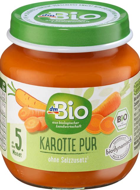 Die who empfiehlt sogar bis zum 6. dmBio Karotte pur ab dem 5. Monat, Demeter, 125 g ...