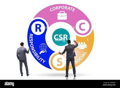 Concept of corporate social responsibility with businessman Stock Photo