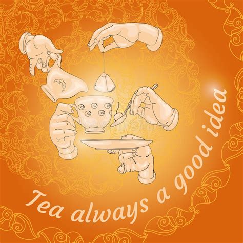 `tea is always a good idea` vector poster stock vector illustration of character coloured