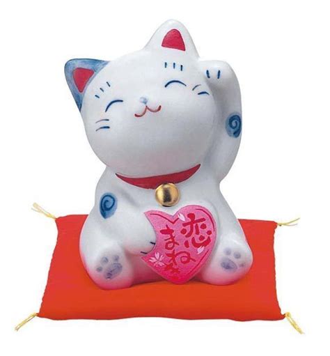 Japan Maneki Neko Beckoning Cat Blue Cat Love Heart Fortune Lucky Cat