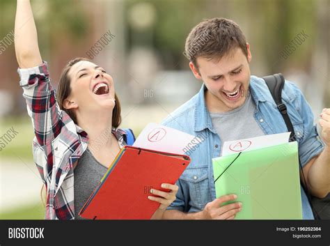Two Excited Students Image And Photo Free Trial Bigstock