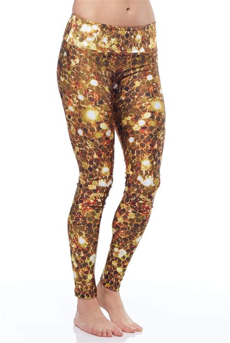 The Glamorous Print On These Gold Sequins Long Leggings From Goldsheep