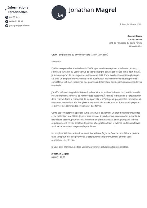 Lettre de motivation Leclerc: exemple drive/rayon/caisse