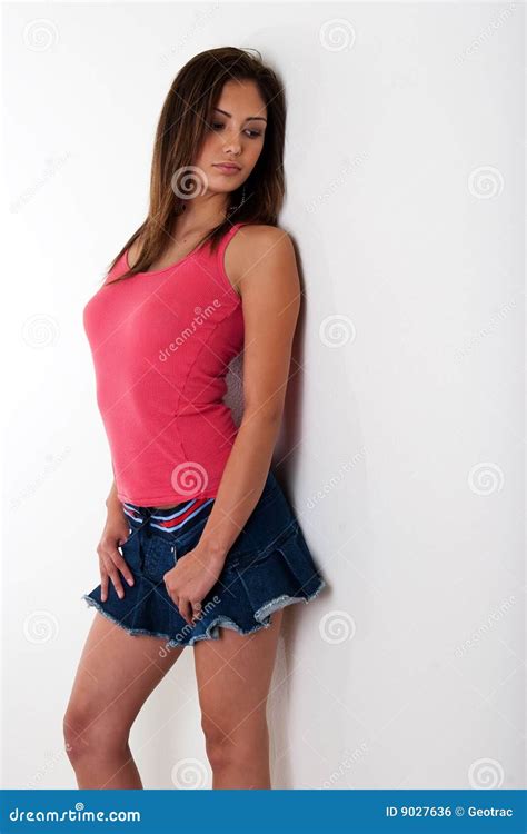 Femme Dans La Mini Jupe Photo Stock Image Du Hispanique 9027636