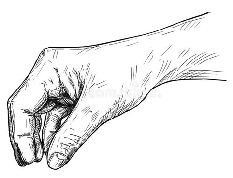 Vector Artistic Illustration Or Drawing Of Hand Holding Something Small