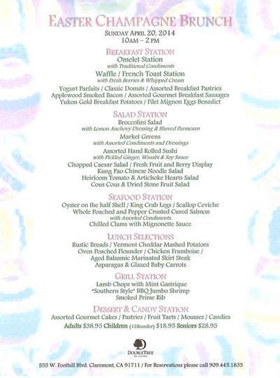 Delicious Easter Champagne Brunch Menu At Doubletree By Hilton