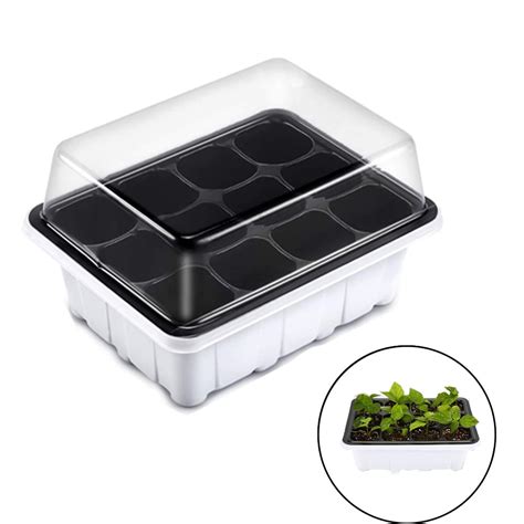 10 Pack Plastic Seed Trays With Lids 12 Cells Mini Propagator Tray For