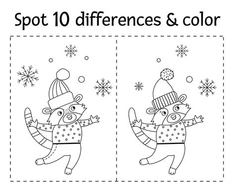 Christmas Find Differences Game And Color For Children Winter