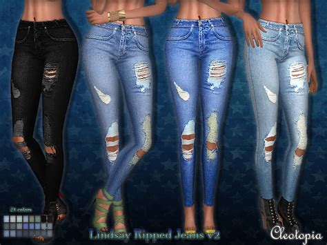 The Sims Resource Set50 Lindsay Ripped Jeans V2
