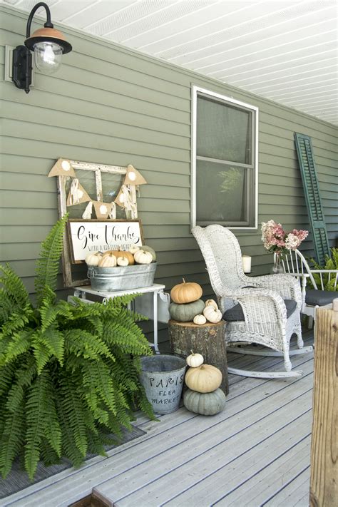 The most common thing on each porch is greenery, so choose your favorite plants and decorate your porch with them using original planters. Fall Front Porch: Let's Sit Awhile | Grace In My Space