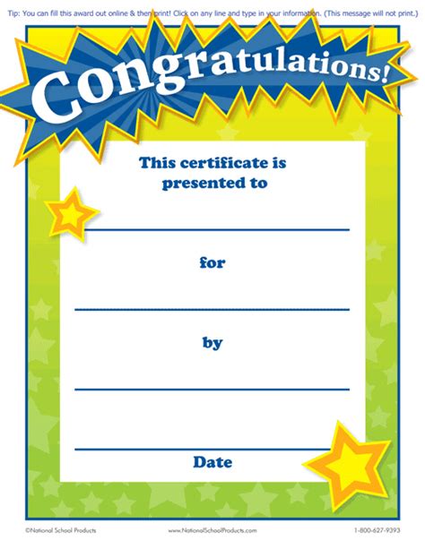 Printable Congratulations Award For Teachers Free Within Awesome Star
