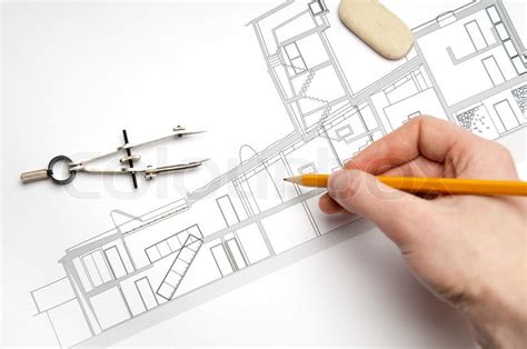 Architecture Blueprint And Tools Stock Photo Colourbox