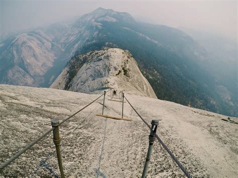 Gopro View Of Half Dome Cables Yosemite National Park California Usa